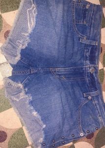 Denim Studded Shorts