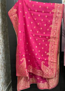 Pink Banarasi Silk Dupatta