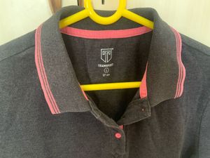 Teamspirit Charcoal Grey Polo T-shirt For Women