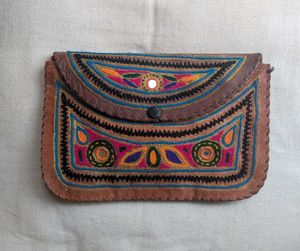 Bohemian Camel Leather Sling Bag / Envelope Clut