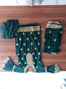 Elegant Green &amp; Gold Salwar Suit