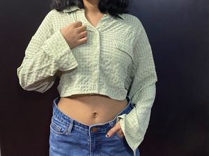 Sage Green Cropped Blouse