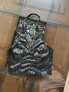 Black Faux Leather Halter Top