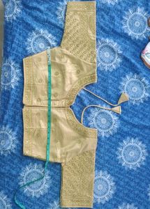 Grand Gold Blouse With Pearl And Embroidery