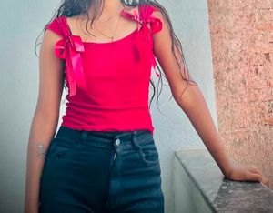 Ribbed Knit Top with Ribbon Detail