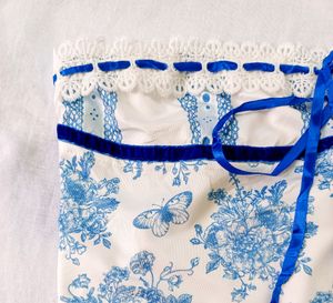 Blue Floral Embroidery Corset Top