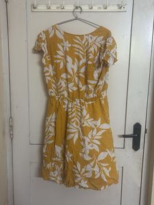 Floral Print Dress - Mustard Yellow