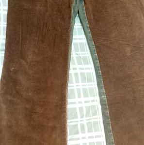 Stylish Brown Denim And Corduroy Jeans