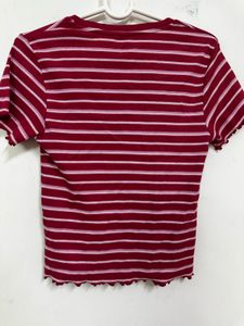 Striped Dark Pink Crop Top