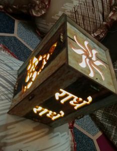 Wooden Lightning Lamp Show Piece