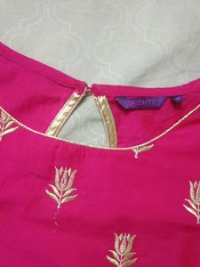 Pink Embroidered Kurta and dupatta