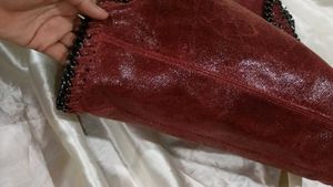 Red Chain Trimmed Shoulder Bag