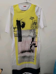 w brand white and yellow kurta