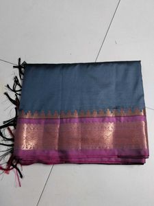 Dark cement soft silk saree