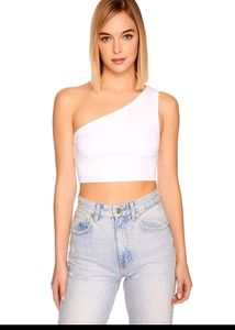 Sassy White One Shoulder Crop Top