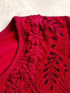Red Lace Detail Top