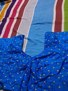 Blue & Gold Embellished Blouse