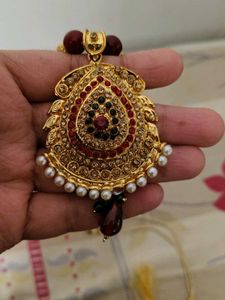 Beaded Necklace with Gold Pendant