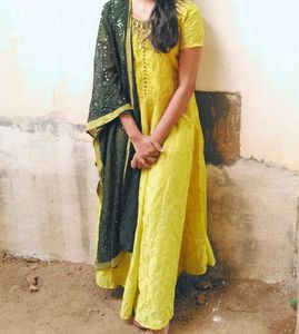 Lime Green Anarkali Dress