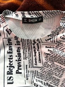 Newspaper Print Body Hugging Top