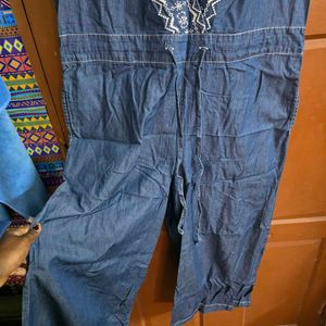 Embroidered Denim Sleeveless Dress