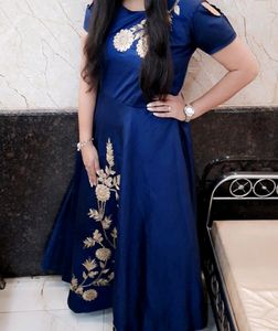 Blue Colored Silk Gown