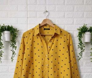 Starry Mustard Button-Down