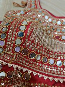 Red Mirror And Sequins work Blouse