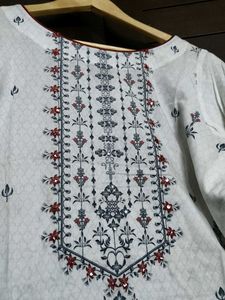 White Floral Printed Kurta With Dupatta