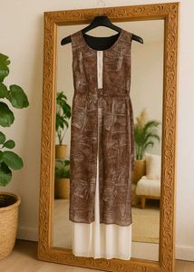 Brown Printed Maxi Dress