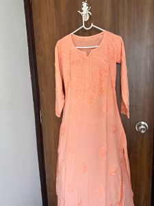 Peach Embroidered Kurta
