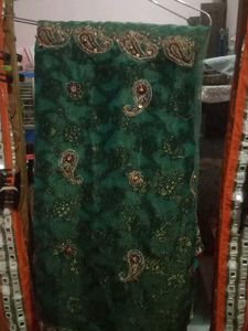 Emerald Green Embroidered Saree