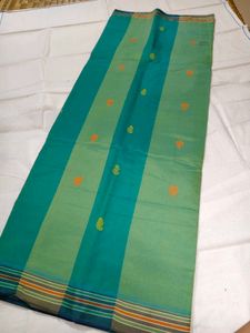 Green Cotton Saree with Paisley Design