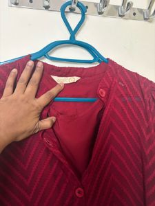 East Q Maroon Button-Down Top