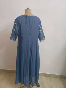 Blue Lace Overlay Dress