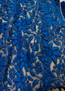 Blue &amp; Gold Embroidered Fabric