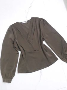 ZARA Elegant Olive Green Blouse