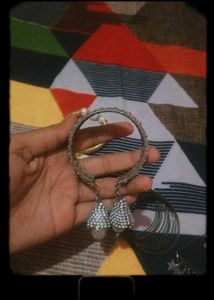Girls 3 Hand Bracelets, Silver Bangles &amp; Earrings