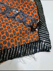 Fancy Saree with Black Sequin Border