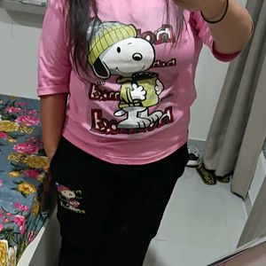 Cute Snoopy Graphic Tee COORDSET