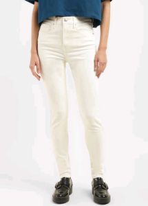 slim fit high rise white jeans