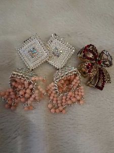 Vintage Rhinestone Earrings & Brooch Set