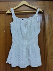 White Top With Cinched Waist