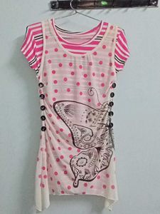 Cute Pink  White Top Dress Western Girl Donate