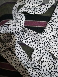White, Black Dotted Skirt
