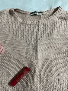 Peach Knit Pullover Sweater