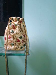 Floral Embroidered Potli Bag