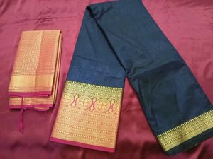 Elegant Navy Blue Silk Saree