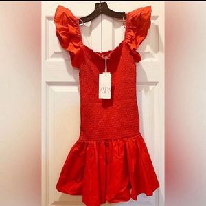 ZARA BRIGHT RED RUFFLED DRESS