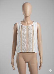 White Embroidered Tank Top